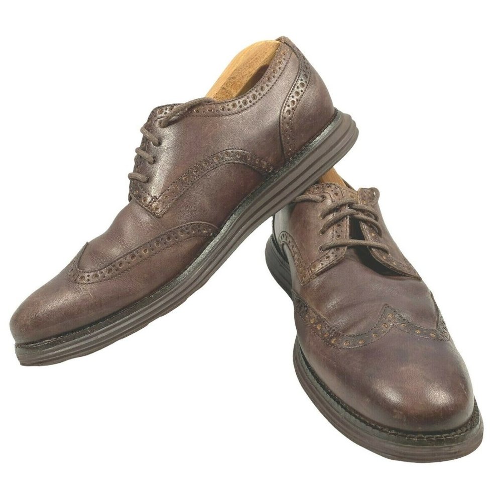 Cole Hann Lunargrand Mens Size 10 M Shoes Wingtip Oxford Dress Brown C12698